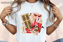 Lash Artist Sublimation PNG Red Gold Beauty Design Digital Product Image 6