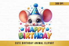 cute Birthday Animal Clipart, Peeking Birthday Animal png Product Image 1