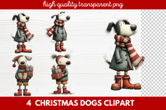 4 Christmas Dogs Clipart | Cute Holiday Puppy PNG Illustrati Product Image 1