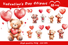 Valentine Teddy Bear Hearts Clipart PNG Product Image 1