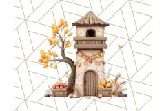 Autumn Treehouse & Woodland Cabin PNG Clipart Product Image 2