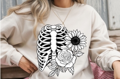 Rib Cage Floral PNG | Skeleton Sunflower Rose PNG Product Image 2