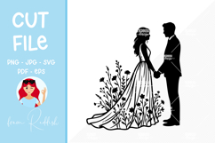 Bride and groom silhouette, cut file, wedding SVG Product Image 1