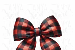 Christmas Buffalo Plaid Bow PNG, Sublimation Design, Festive Product Image 2