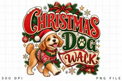 Christmas Dog Walk PNG - Cute Dog on Leash in Sweater Product Image 2