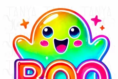 Neon Boo Ghost PNG, Digital Download for Crafts Product Image 3