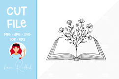 Book with flowers Cut File Product Image 1