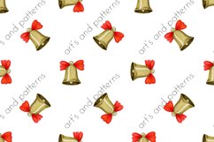 Christmas bells watercolor pattern |Watercolor digital paper Product Image 2