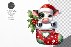 Christmas clipart, Christmas cow clipart, Cow clipart Product Image 1