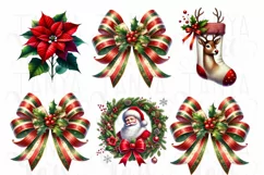 Preppy Coquette Christmas PNG | Red Green Bow Design Product Image 2
