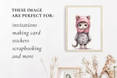 Winter Cute Grey Cat Watercolor Sublimation PNG Product Image 3