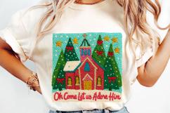 Punch Needle Church Christmas Sublimation,Christmas Png Product Image 4