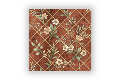 Rust Toile Digital Paper Pack, Vintage Floral Toile, Gingham Product Image 6