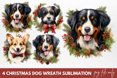 Christmas Dog Wreath Sublimation Clipart Product Image 1