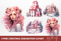 Pink Christmas Sublimation Clipart Product Image 1