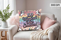 100 days of school Pillow Design, Teacher PNG Sublimation Product Image 1