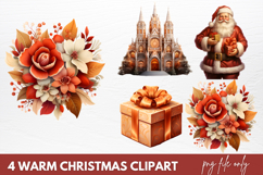 Watercolor Warm Christmas Sublimation Clipart Product Image 1