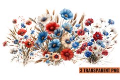 Watercolor Wildflowers Clipart Sublimation, PNG Product Image 1