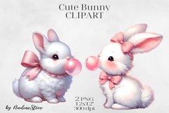 Cute Baby Bunny Clipart PNG. Product Image 1