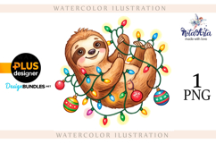 Christmas Sloth: Cozy Holiday Vibes in Watercolor Product Image 1