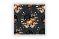 Navy Blue Pumpkin Patch Toile Paper, Seamless Watercolor Product Image 6