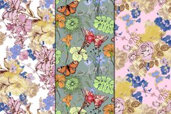 Colorful flowers and butterfly. Seamless pattern. Product Image 1