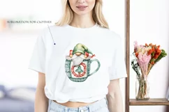 Watercolor Christmas gnome in tea mug, Gnome PNG Product Image 5