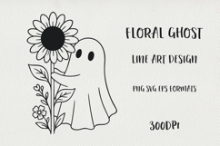 Cute Line Art Halloween Floral Ghosts BUNDLE| EPS, SVG, PNG Product Image 6