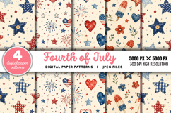 Fourth Of July Watercolor Digital Paper JPG Product Image 1