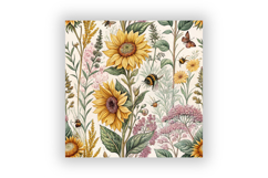 Sunflower Cottage Garden Digital Paper, Seamless Watercolor Product Image 6