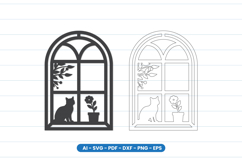 Cat Window Scene Laser Cut SVG Product Image 1