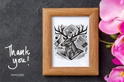 Deer Head Woodcut Engraving Vector Product Image 6