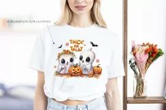 Trick or Treat, Halloween Lettering PNG, Ghost and Pumpkin Product Image 5
