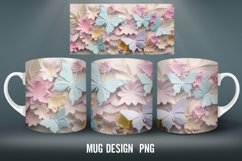 3D Butterflies Pastel Mug Wrap | Sublimation Coffee Cup Desi Product Image 6