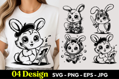 Artist Bunny Cartoon SVG PNG Product Image 1