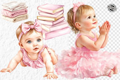 Pink baby girl clipart Product Image 1