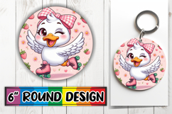 Radiant Round Sublimation Coasters, Cute Goose Product Image 1