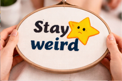 Cross stitch stay weird star pattern embroidery funny quote Product Image 6
