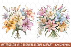 Watercolor Wild Flowers Floral Clipart, Watercolor Clipart Product Image 1