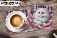 Cute Cat Square Coaster PNG Bundle, Printable Cat Bundle Product Image 7