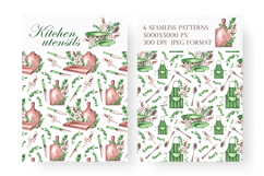 Kitchen utensils watercolor set. Cookbook. Country kitchen. Product Image 6