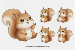 15 Bundle Watercolor Baby Squirrel Rodent Nut Animal Tree Product Image 6
