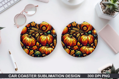Pumpkin Car Coaster Sublimation| Halloween Coaster PNG Product Image 1