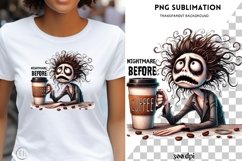Nightmare Before Coffee PNG, Watercolor Spooky Coffee Vibes Product Image 1