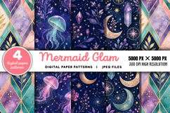 Mermaid Glam Seamless Digital Paper JPG Product Image 1