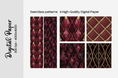 Burgundy Digital Papers | Floral Digital paper Product Image 2