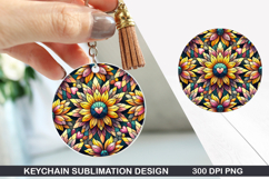 Flower Keychain Sublimation - Spring Keychain PNG Design Product Image 1