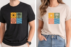 Retro Tropical Beach SVG | Sun Wave Seashell Palm Tree Product Image 6