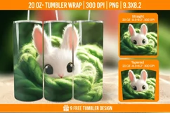 Cute Rabbit Seemless Tumbler Wrap Designs, Sublimation Wrap Product Image 1