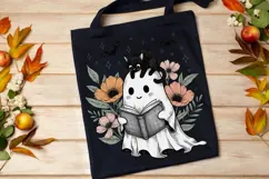 Halloween Ghost and Cat Png, Preppy Floral Halloween Png. Product Image 6
